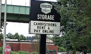 Northwest Self Storage sign in Canby, OR on SE 1st Ave